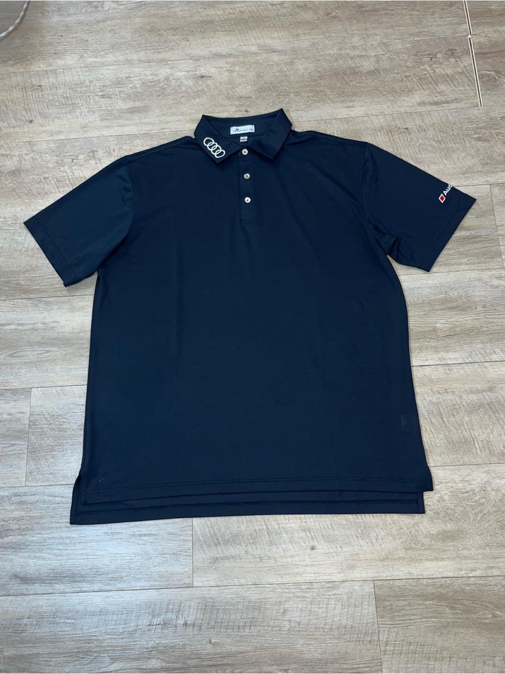 Peter Millar Men’s Solid Performance Mesh Polo Audi Sport Logo Size Large